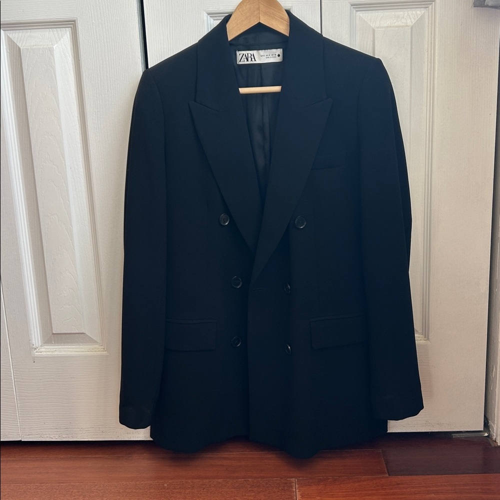 New Zara BLACK double breasted blazer jacket 2761/050